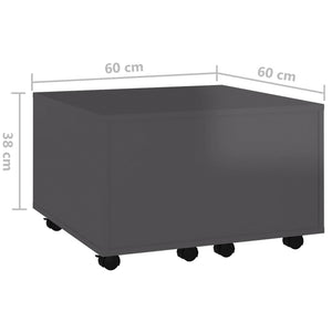 Hochglanz Couchtisch Grau 60x60 cm