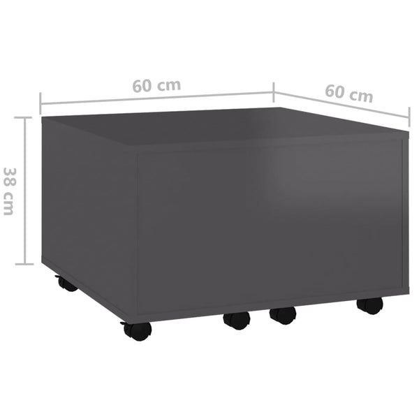 Hochglanz Couchtisch Grau 60x60 cm