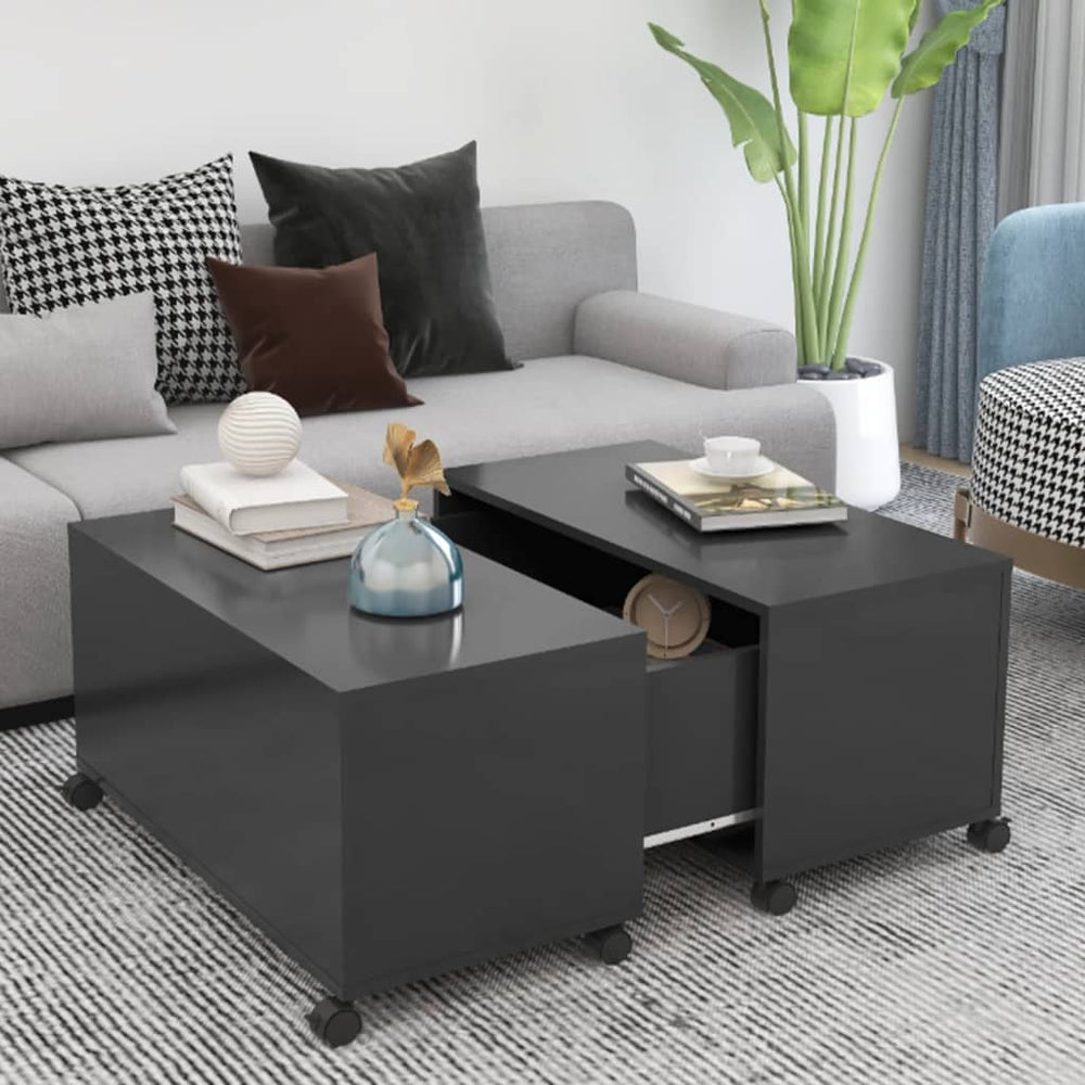 vidaXL Table basse grise 75x75x38 cm Bois d'ingénierie