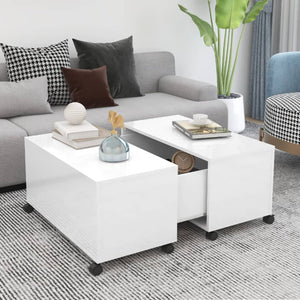 Hochglanz Couchtisch Weiß 75x75 cm