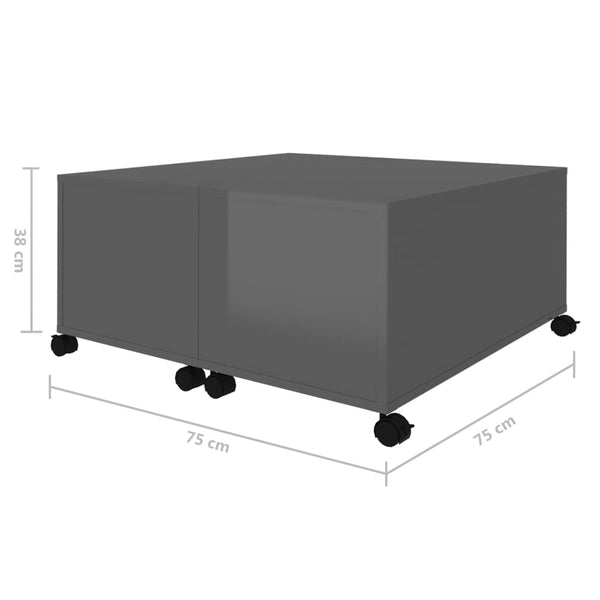 Hochglanz Couchtisch Grau 75x75 cm