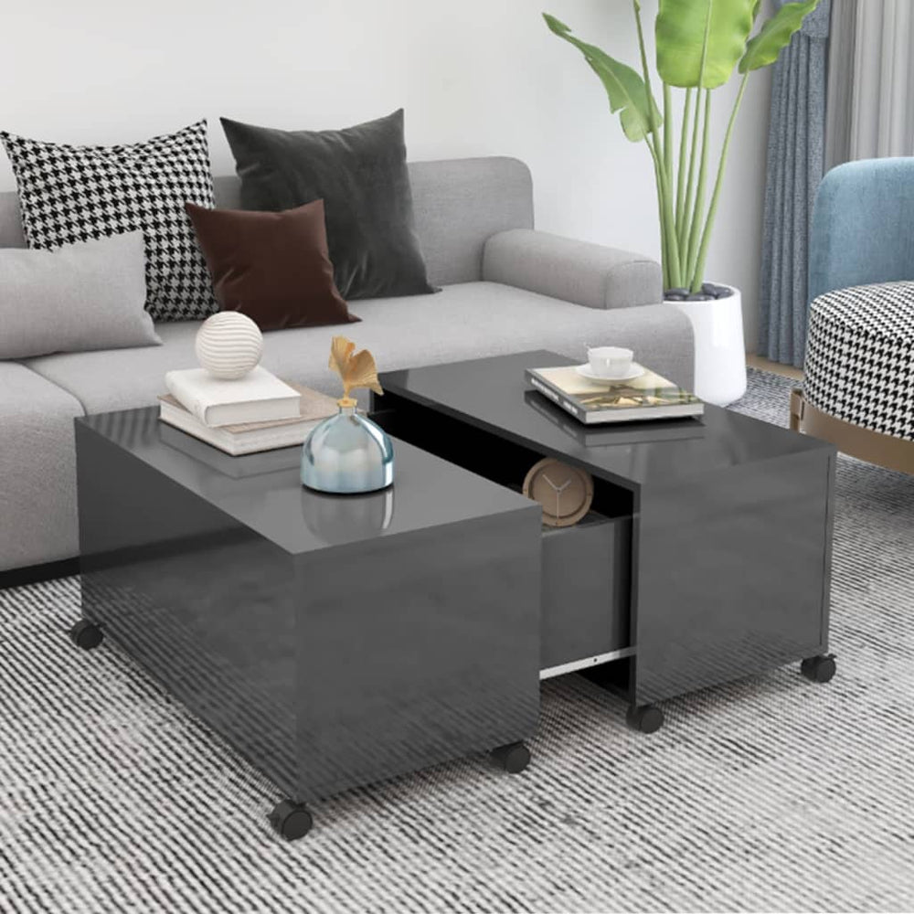 vidaXL Table basse gris brillant 75x75x38 cm Aggloméré