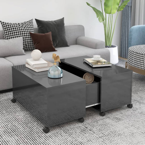Hochglanz Couchtisch Grau 75x75 cm