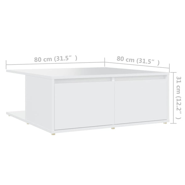 Weißer Couchtisch 80x80 cm