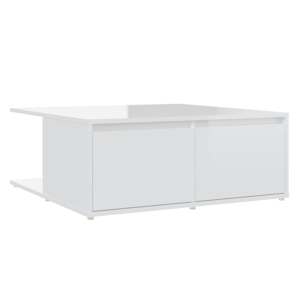 vidaXL Table basse blanc brillant 80x80x31 cm Aggloméré