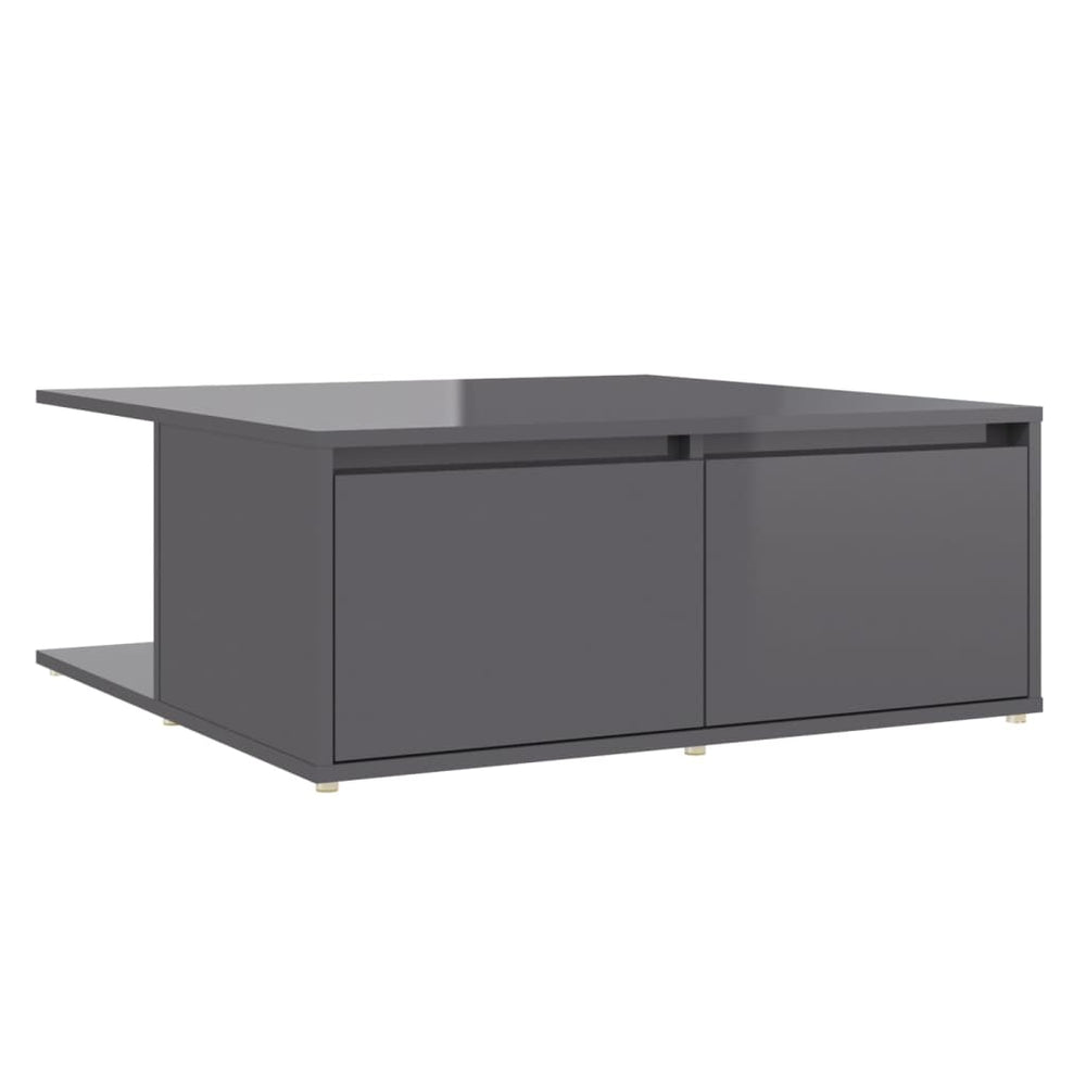 vidaXL Table basse gris brillant 80x80x31 cm Aggloméré