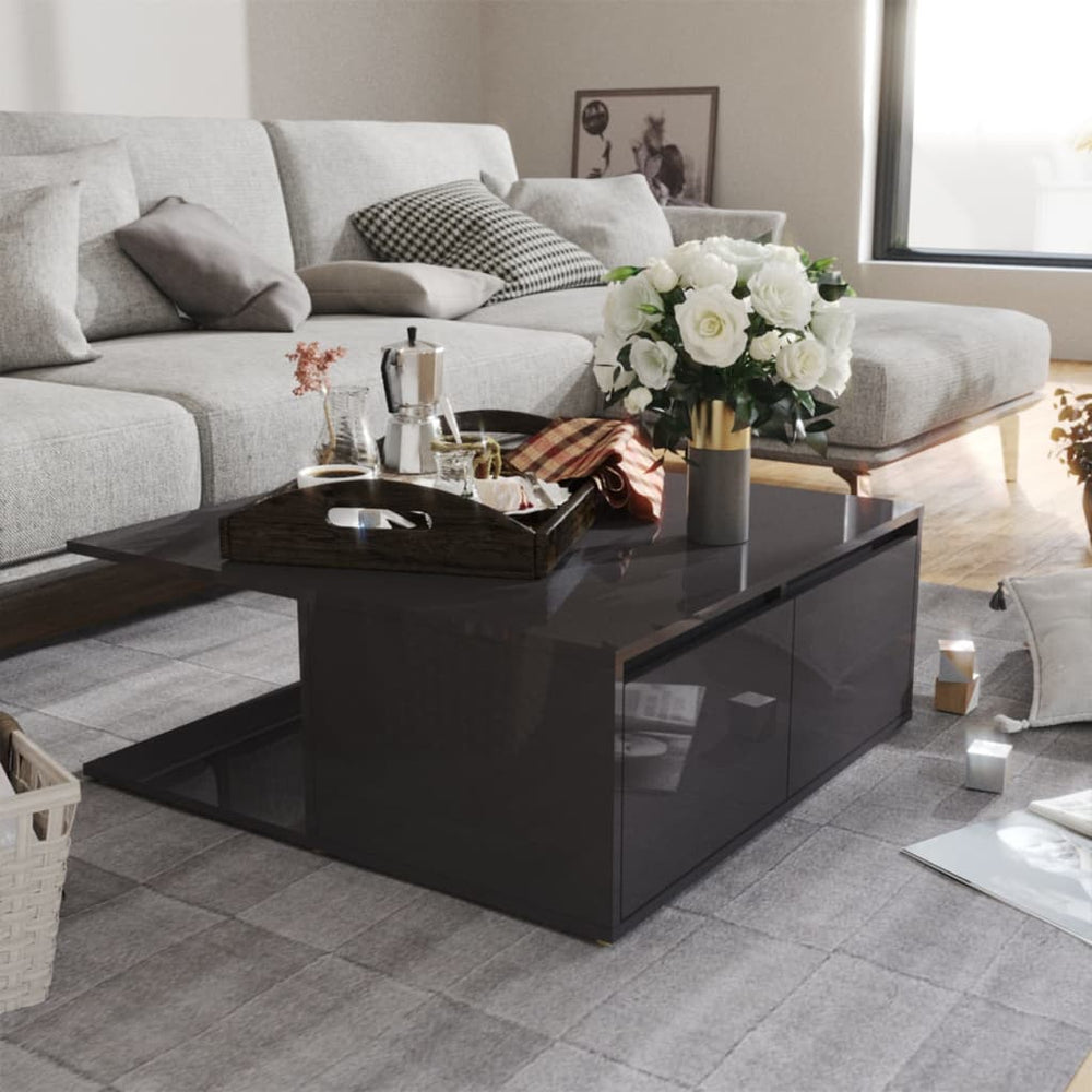 vidaXL Table basse gris brillant 80x80x31 cm Aggloméré