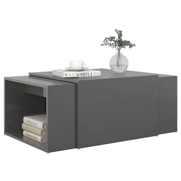 3er Satztisch-Set Hochglanz Grau