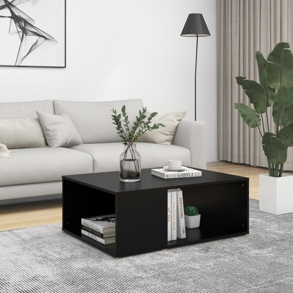 vidaXL Table basse noire 90x67x33 cm en bois d'ingénierie