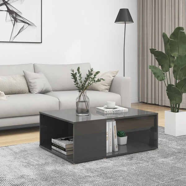Couchtisch Hochglanz Grau 90x67 cm