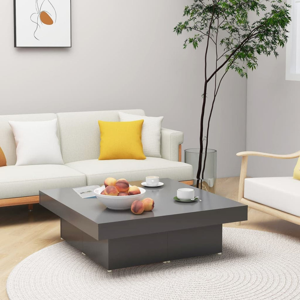 vidaXL Table basse grise 90x90x28 cm en bois d'ingénierie