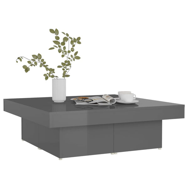 Hochglanz Couchtisch Grau 90x90 cm