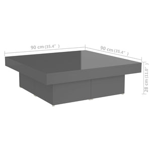 Hochglanz Couchtisch Grau 90x90 cm