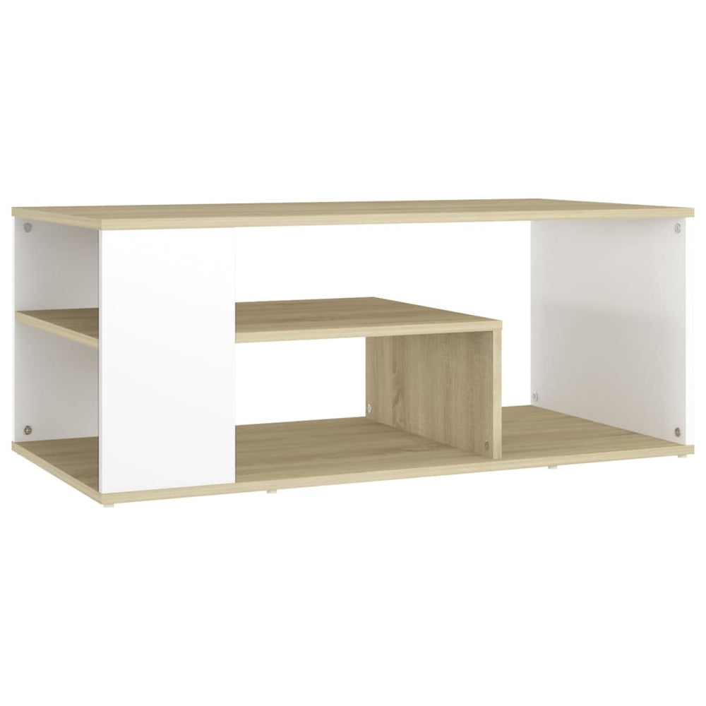 vidaXL Table basse blanc et chêne sonoma 100x50x40 cm en bois d'ingénierie