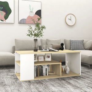 Couchtisch Weiß Sonoma-Eiche 100x50 cm