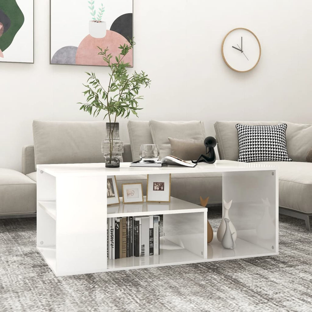 Couchtisch Hochglanz Weiß 100x50 cm
