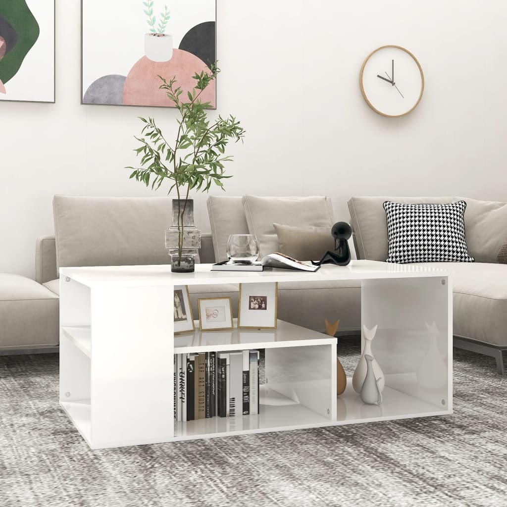 Couchtisch Hochglanz Weiß 100x50 cm