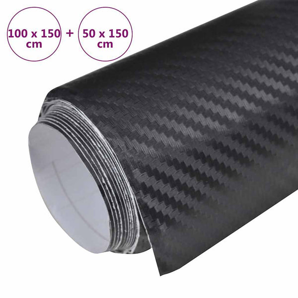 3D Autofolien Set Schwarz 100x150 + 50x150 cm