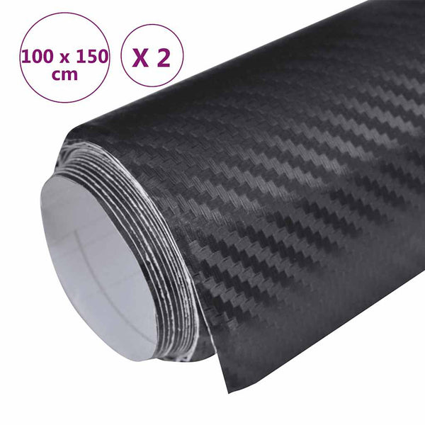3D Autofolien Schwarz 100x150 cm, 2 Stk.