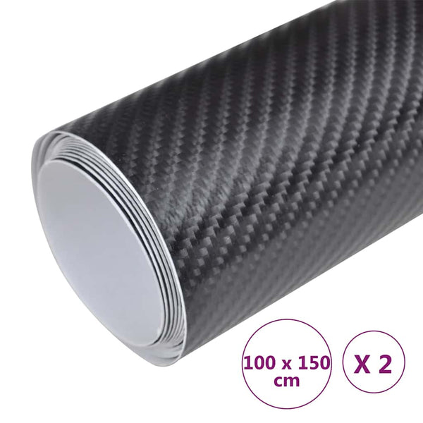 4D Autofolien Schwarz 100x150 cm, 2 Stk.