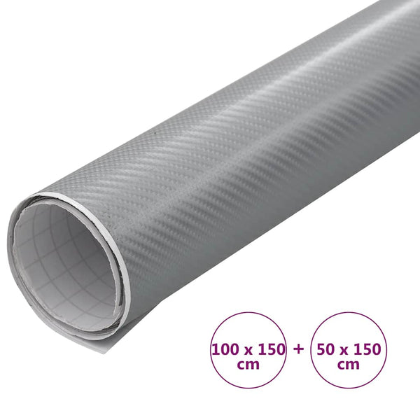 4D Silber Autofolie Set, 100x150 & 50x150 cm