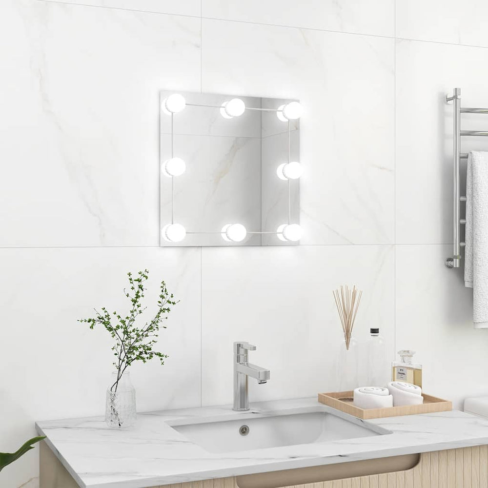 vidaXL Miroir mural avec éclairage LED Carré Verre