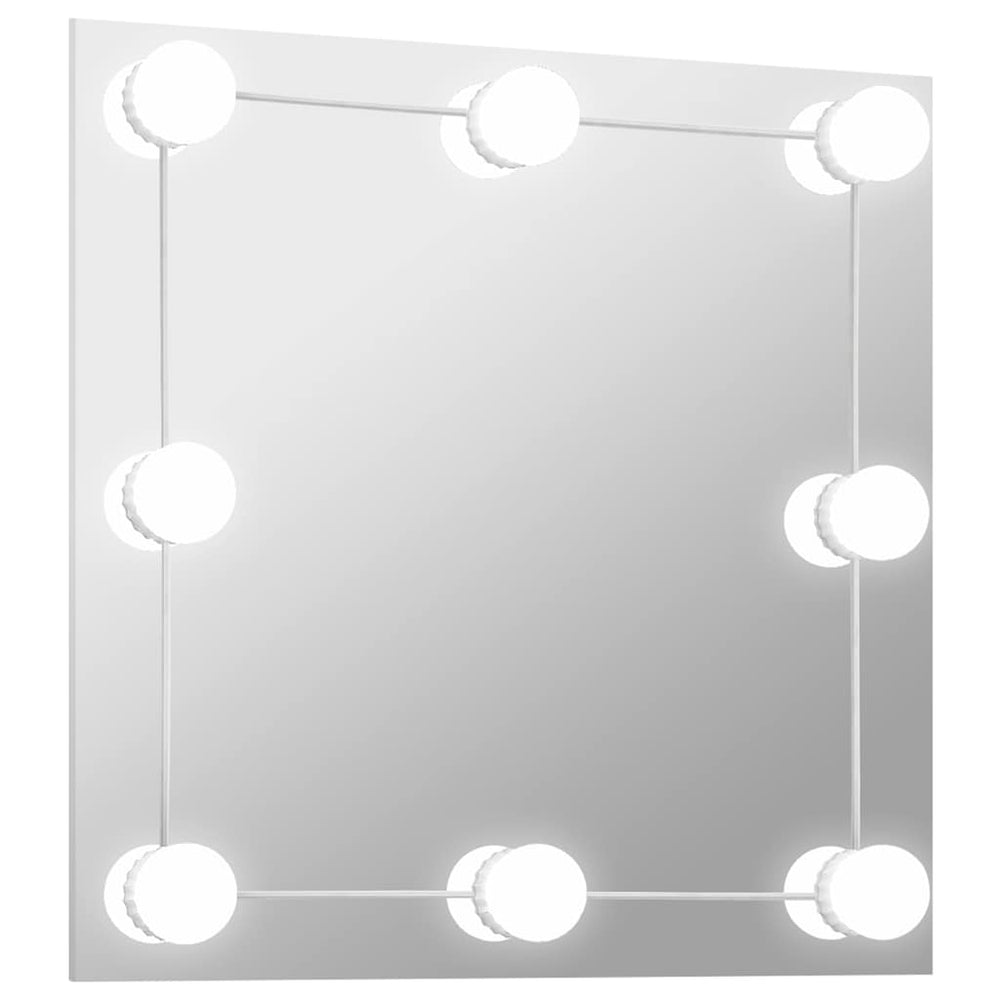 vidaXL Miroir mural avec éclairage LED Carré Verre
