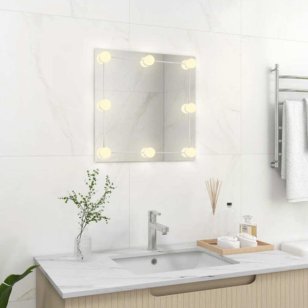 Wandspiegel mit LED-Beleuchtung Quadratisch Glas
