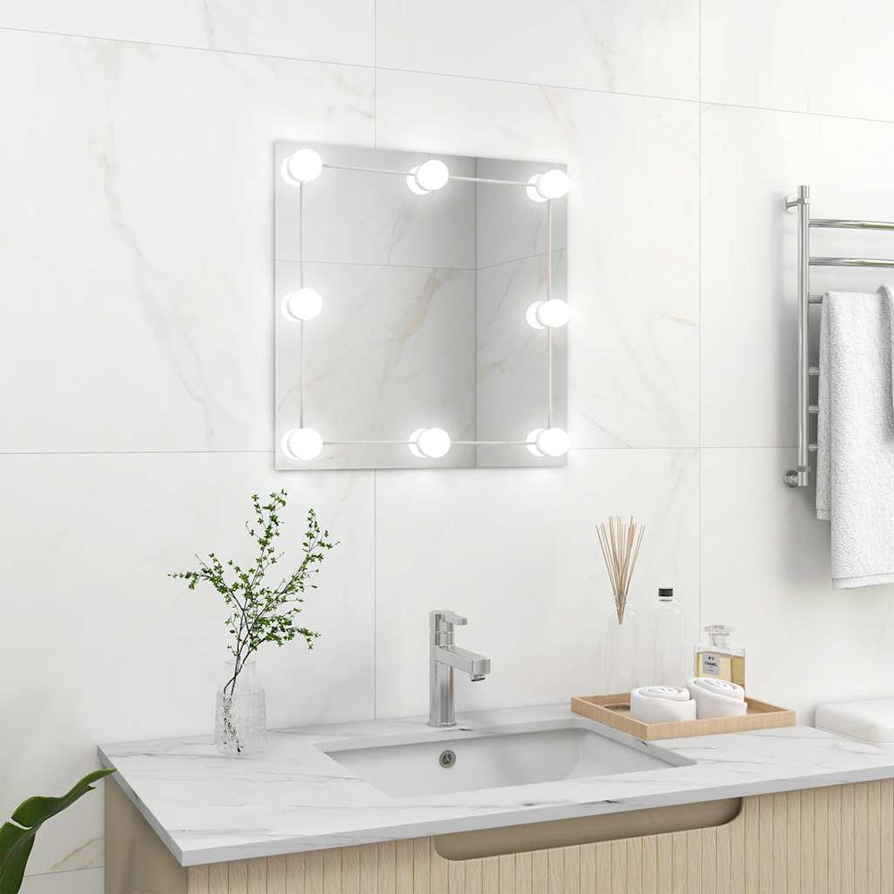 vidaXL Miroir mural avec éclairage LED Carré Verre