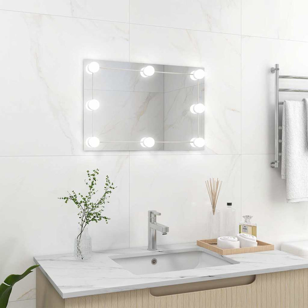 vidaXL Miroir mural avec éclairage LED rectangulaire en verre