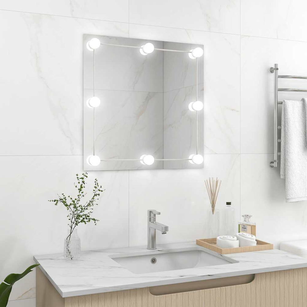vidaXL Miroir mural avec éclairage LED Carré Verre