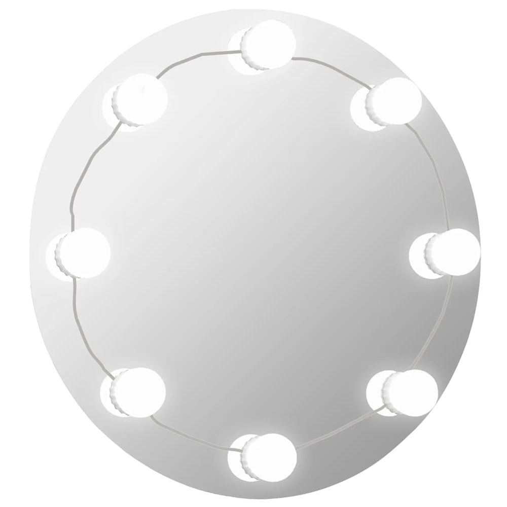 vidaXL Miroir mural rond en verre avec éclairage LED