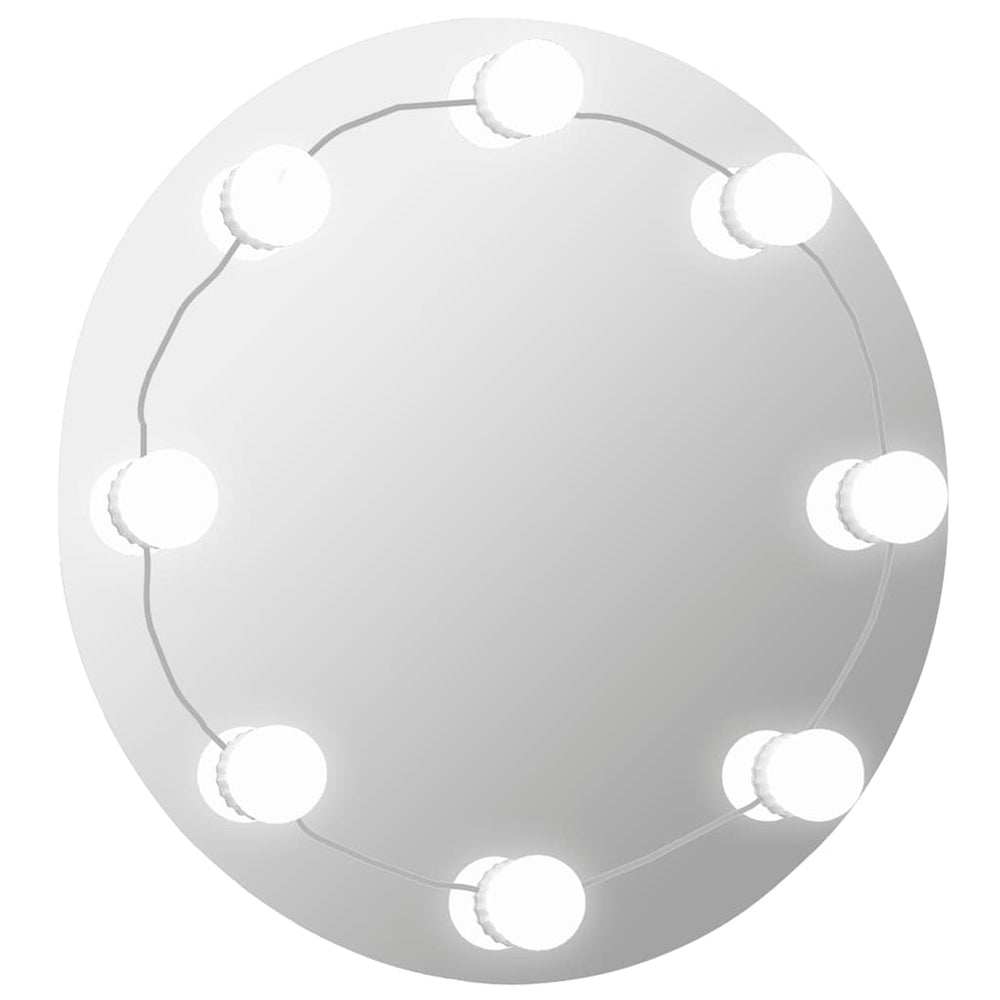 vidaXL Miroir mural rond en verre avec éclairage LED