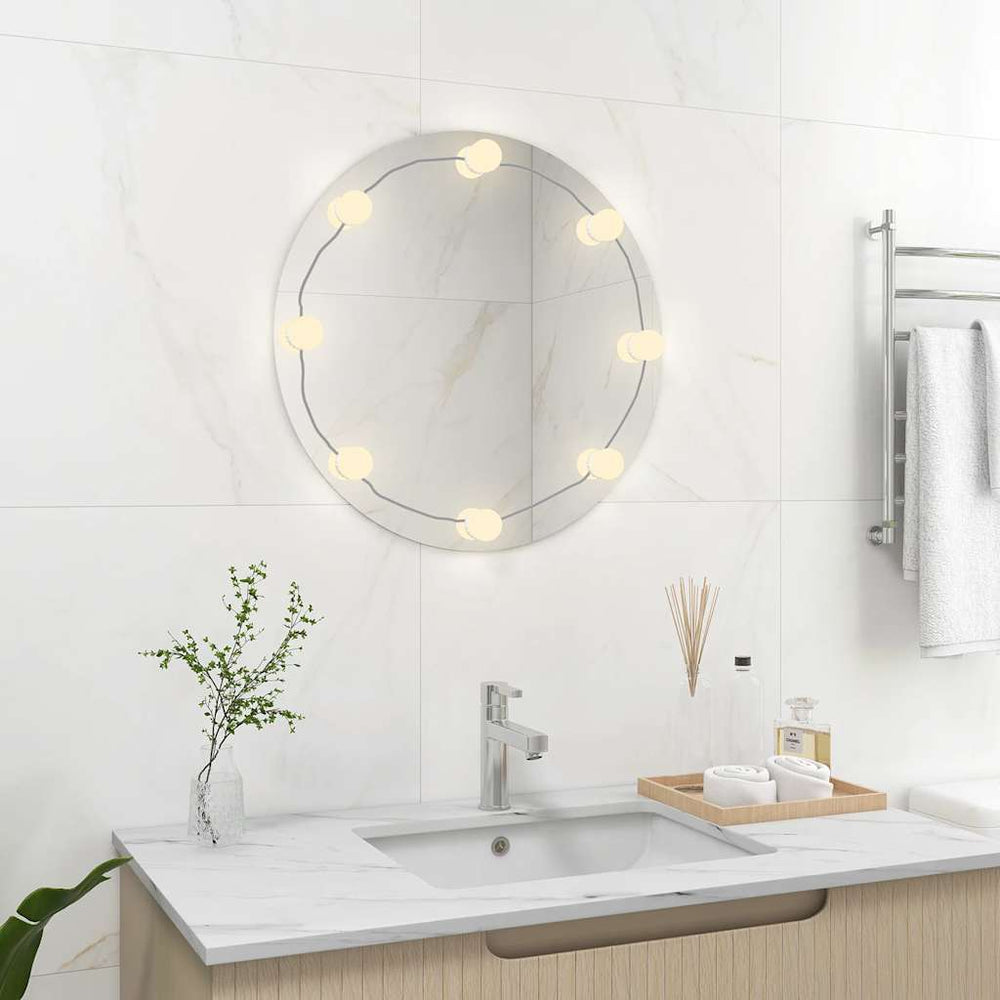 vidaXL Miroir mural rond en verre avec éclairage LED