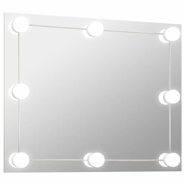 Wandspiegel ohne Rahmen mit LED-Beleuchtung Rechteckig Glas