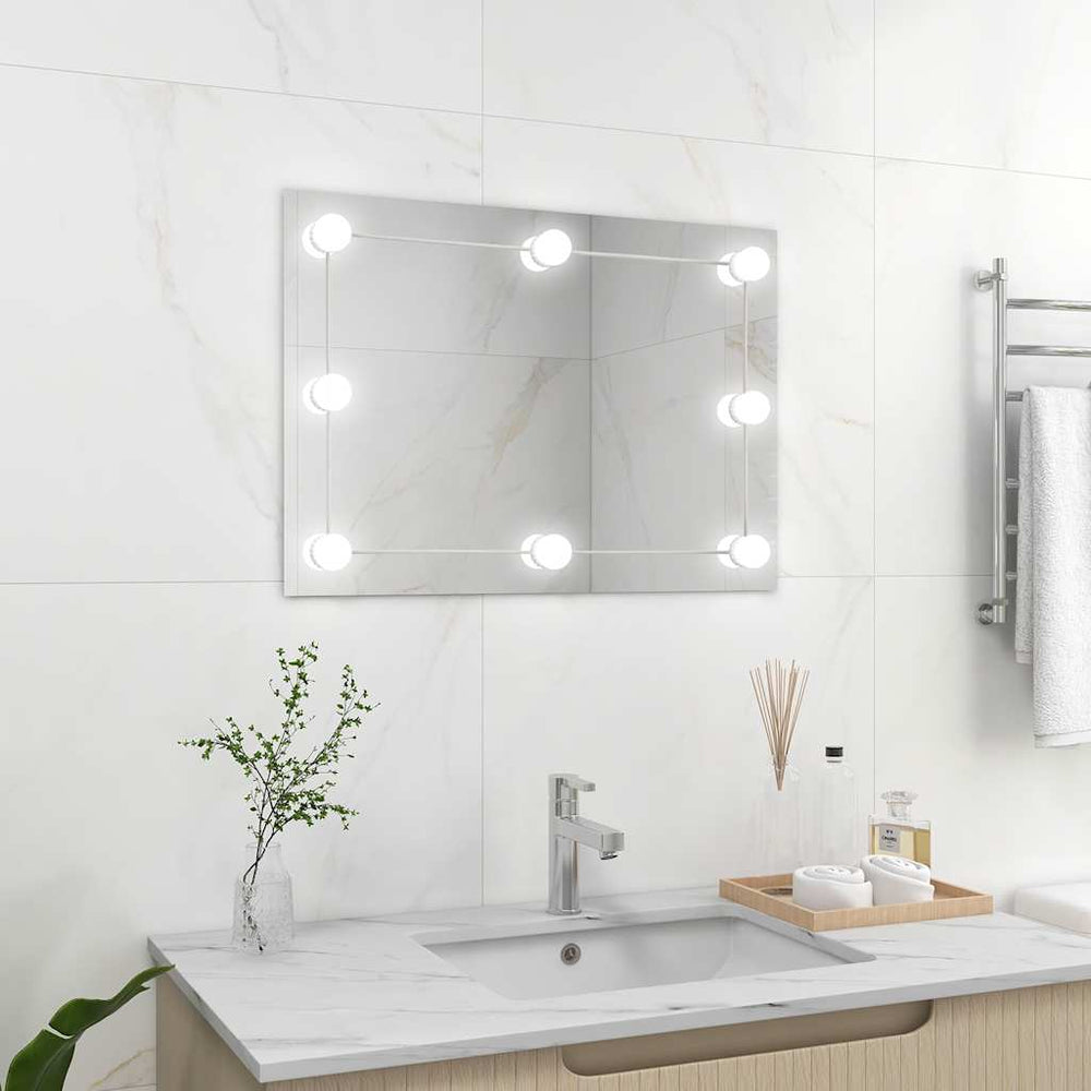 vidaXL Miroir mural sans cadre avec éclairage LED Rectangulaire Verre