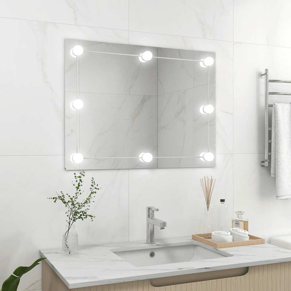 vidaXL Miroir mural sans cadre avec éclairage LED Rectangulaire Verre