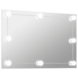 Wandspiegel ohne Rahmen mit LED-Beleuchtung Rechteckig Glas