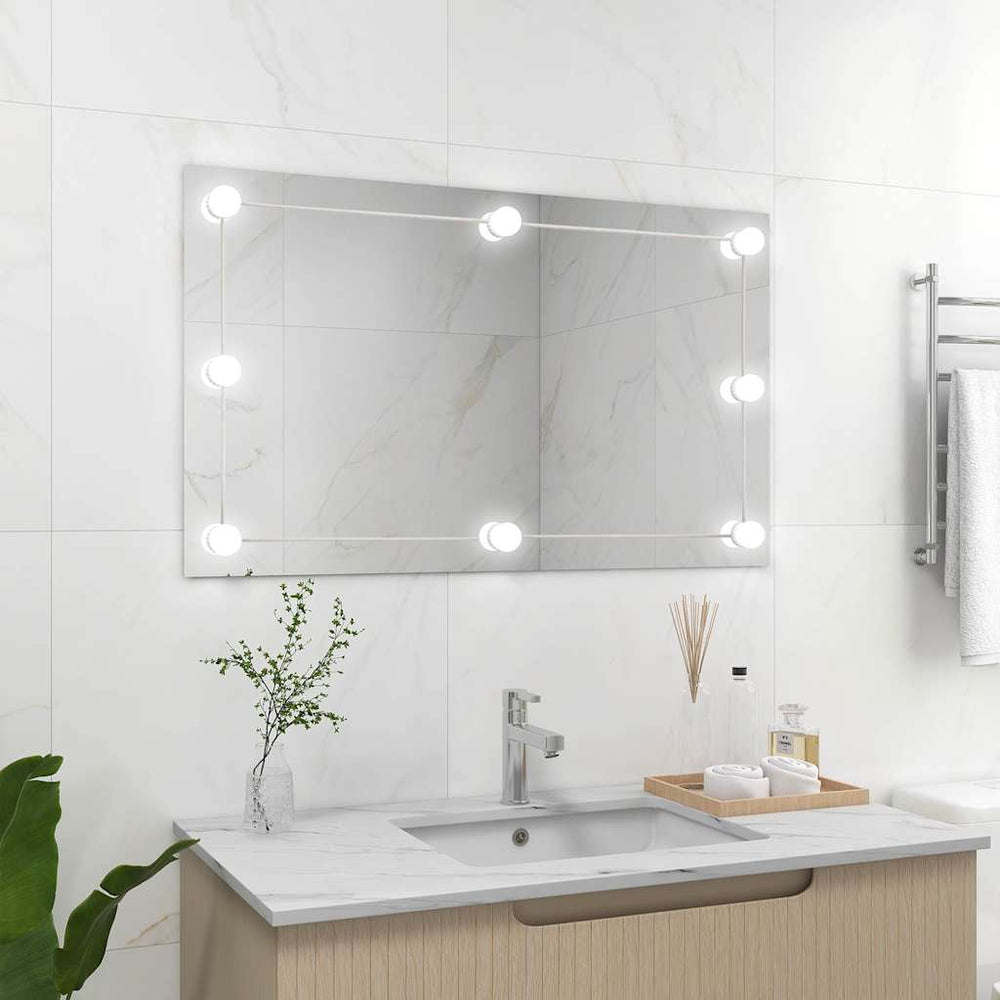 vidaXL Miroir mural sans cadre avec éclairage LED Rectangulaire Verre