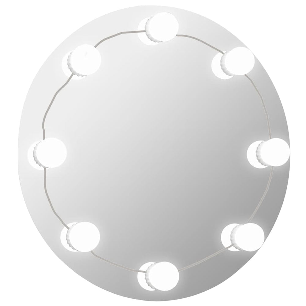 vidaXL Miroir mural sans cadre avec éclairage LED Rond Verre