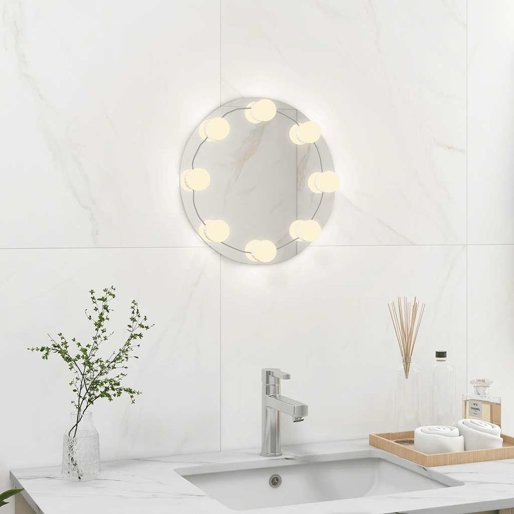 vidaXL Miroir mural sans cadre avec éclairage LED Rond Verre