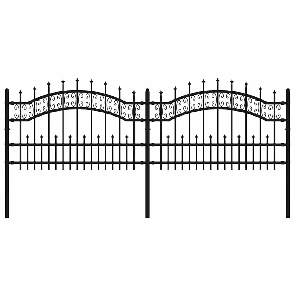 Gartenzaun KAMPEN mit Speerspitze Schwarz 240 x 75 cm Stahl