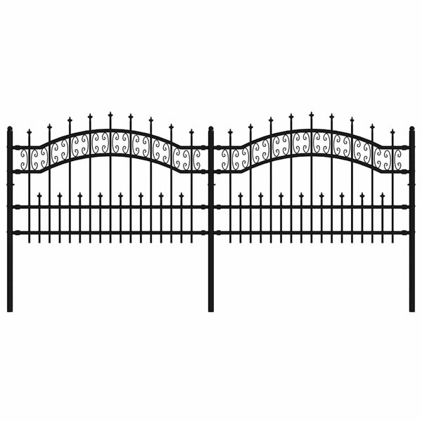 Gartenzaun KAMPEN mit Speerspitze Schwarz 240 x 75 cm Stahl