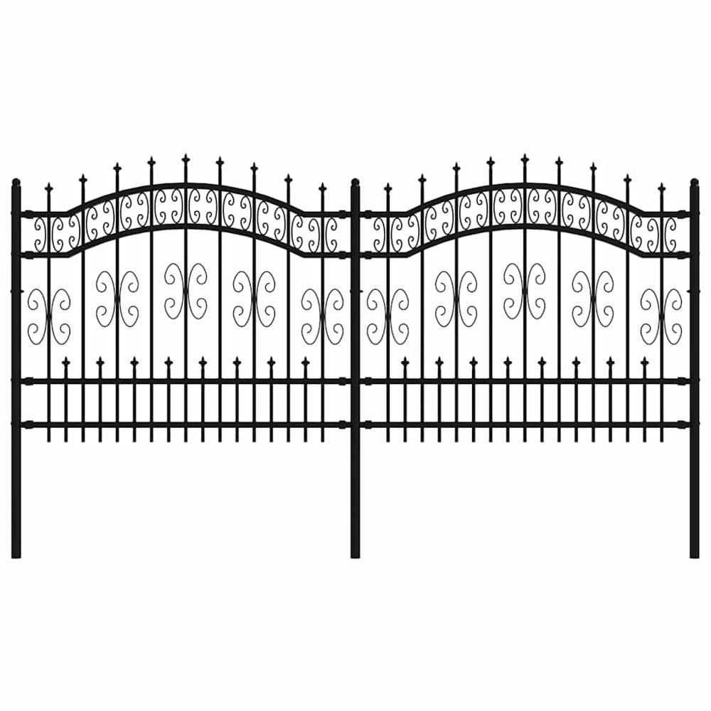 Gartenzaun KAMPEN mit Speerspitze Schwarz 240 x 100 cm Stahl