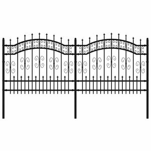 Gartenzaun KAMPEN mit Speerspitze Schwarz 240 x 100 cm Stahl