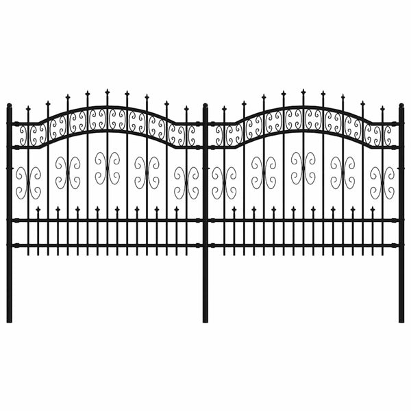 Gartenzaun KAMPEN mit Speerspitze Schwarz 240 x 100 cm Stahl