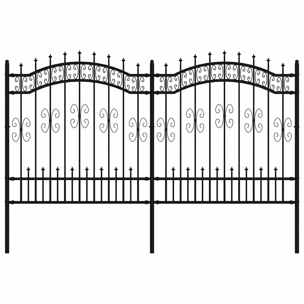 Gartenzaun KAMPEN mit Speerspitze Schwarz 240 x 125 cm Stahl