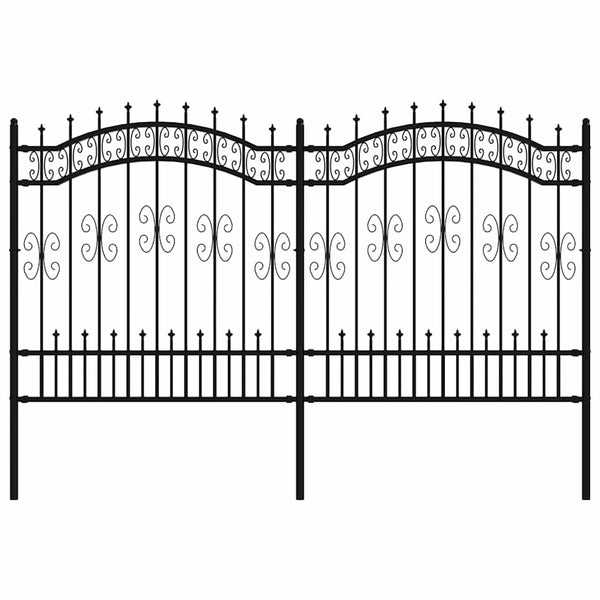 Gartenzaun KAMPEN mit Speerspitze Schwarz 240 x 125 cm Stahl
