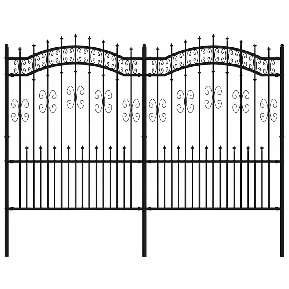 Gartenzaun KAMPEN mit Speerspitze Schwarz 240 x 150 cm Stahl