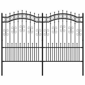 Gartenzaun KAMPEN mit Speerspitze Schwarz 240 x 150 cm Stahl